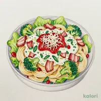 冷製生パスタ　ベーコンとバジルクリーム