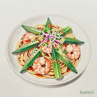 冷製生パスタ　海老と和風だし醤油