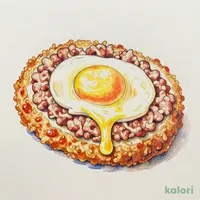 月見仕立てのメンチカツ