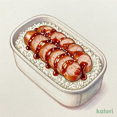 一点突破すぎ！敷き詰めごはん　てりやきソーセージ