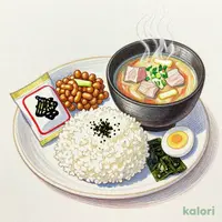 Natto and Pork Miso Soup Breakfast Set