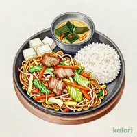 街かど屋の味噌焼きそば定食