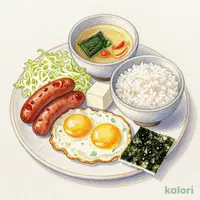 シャウエッセン＆目玉焼きWの朝定食