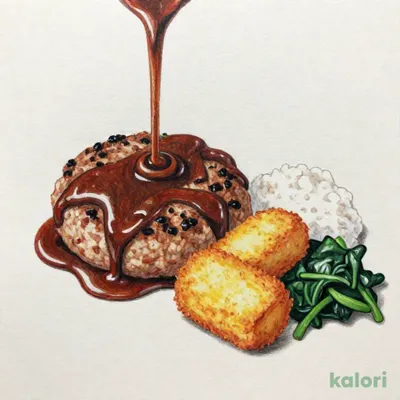 フワッととろけるデミハンバーグ定食（味噌汁を豚汁に変更）