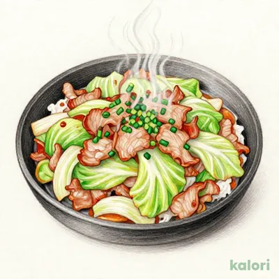 満天スタミナ鉄板炒め定食（味噌汁を豚汁に変更）