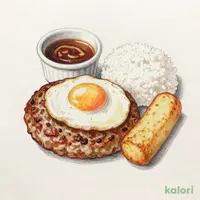 目玉焼き×とろけるオニオンハンバーグ定食（味噌汁を豚汁に変更）