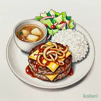 とろけるチーズ×とろけるオニオンハンバーグ定食