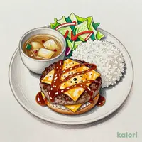 とろけるチーズ×とろけるデミハンバーグ定食
