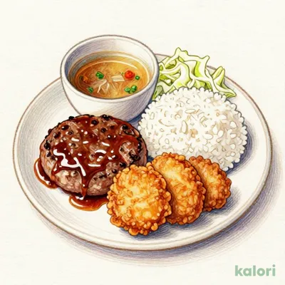 ハンバーグからあげ定食