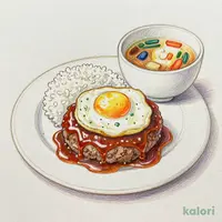 目玉焼き×とろけるデミハンバーグ定食