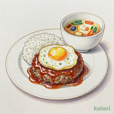 目玉焼き×とろけるデミハンバーグ定食