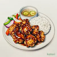鶏の黒酢あん定食