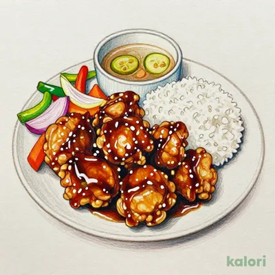 鶏の黒酢あん定食