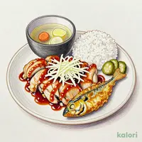 鶏のおろしポン酢と刺身アジフライ定食