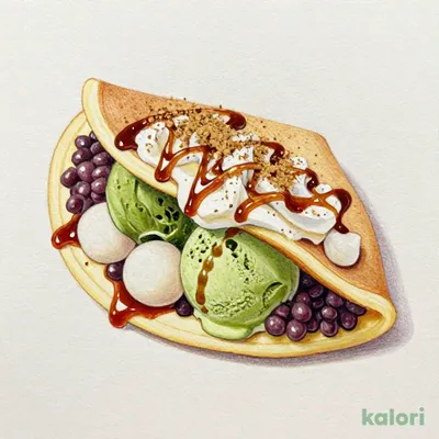 Matcha & Kuromitsu (Black Sugar Syrup) Crepe