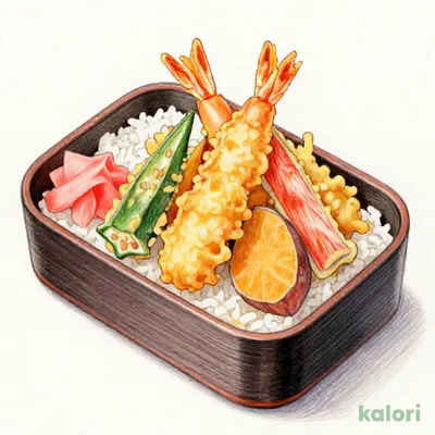 季節の野菜入り天重（紅生姜のかき揚げ）