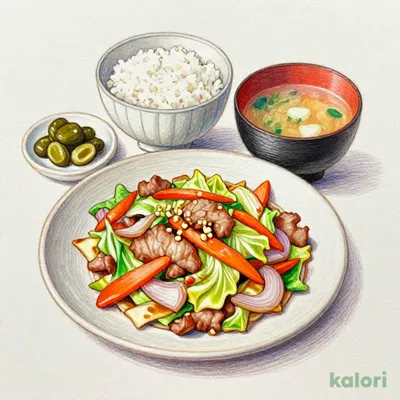 Stir-Fried Meat and Vegetables Set Meal
