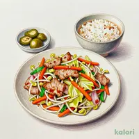 Stir-Fried Meat and Vegetables Set Meal