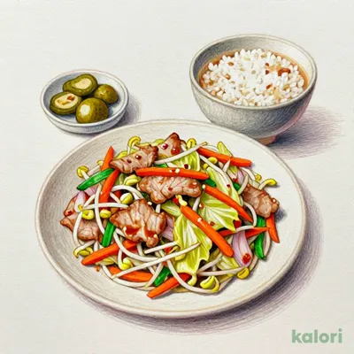 Stir-Fried Meat and Vegetables Set Meal