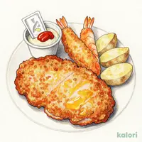 【惣菜セット】倍盛)ロースかつ2枚+海老フライ2尾+ハーフ皮付きポテト