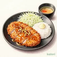 背脂生姜タレのポークフライドステーキ＆ロースかつ定食