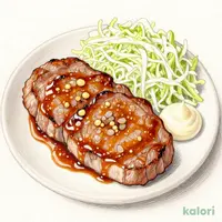 背脂生姜タレのダブルロースポークフライドステーキ定食