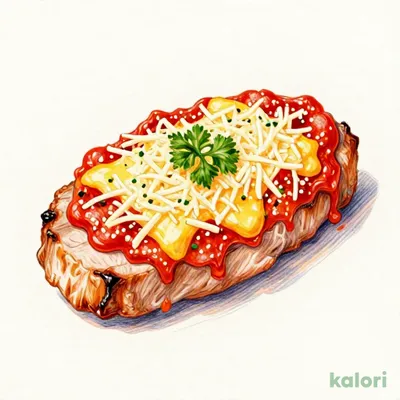 Thick-Cut Ribeye Pork Cutlet with Cheese and Tomato Sauce