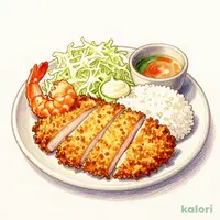 超厚切りリブロースかつ&海老フライ1尾定食