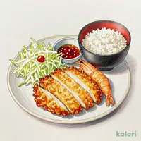 “肉厚”チキン“むね”かつ&海老フライ1尾定食