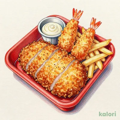 Side Dish Set: 1 Pork Loin Cutlet, 2 Fried Shrimp, Half Portion French Fries