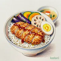 ロースと野菜の合い盛りタレかつ丼＋トッピング半熟玉子