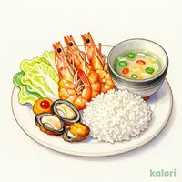 海鮮盛合せ定食（カキ2個・アジ１枚・海老１尾）