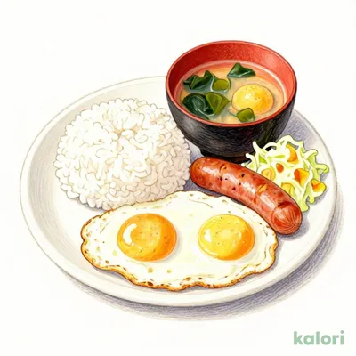 得朝ソーセージエッグ定食(小鉢無し)