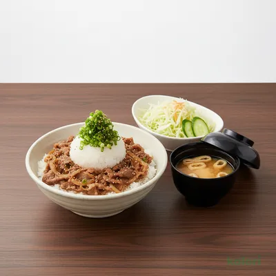 鬼おろしポン酢牛めしランチセット (並盛)