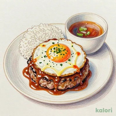 Egg and Brown Sauce Hamburg Steak Set Meal, Single