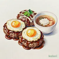 エッグブラウンソースハンバーグ定食 (トリプル)