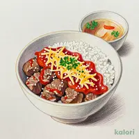 ワンピースうまトマチーズ牛めしセット (あたま大盛)