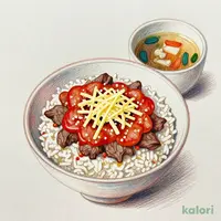 ワンピースうまトマチーズ牛めしセット (大盛)
