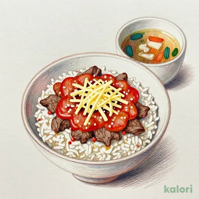 ワンピースうまトマチーズ牛めしセット (大盛)
