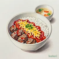 ワンピースうまトマチーズ牛めしセット (小盛)