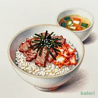 ワンピースキムチ牛めしセット (あたま大盛)