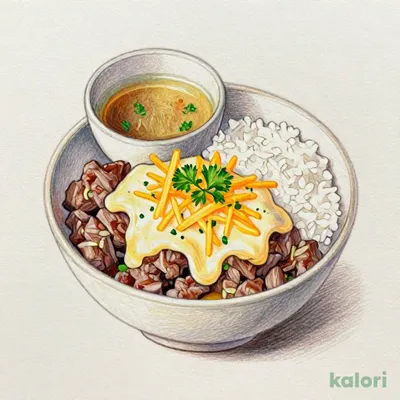 ワンピースチーズ牛めしセット (大盛)