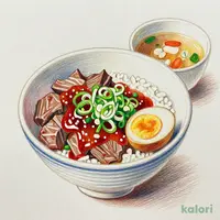 ワンピースネギたっぷり旨辛ネギたま牛めしセット (大盛)