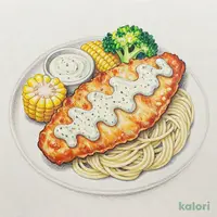 満腹ソーセージと鱈フライ 特製タルタル乗せ