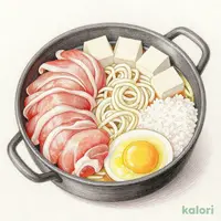 鶏すき焼き定食 (牛肉3倍盛り)