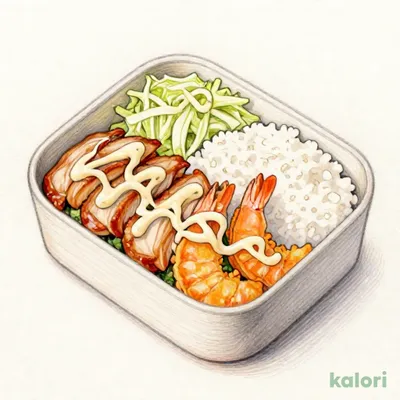 サクサク鶏むね肉のチキン南蛮とエビフライ弁当