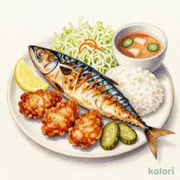 塩サバと鶏唐定食