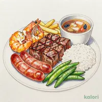 牛カットステーキミックス定食