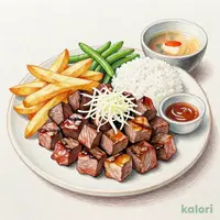 牛カットステーキ定食大盛（おろしポン酢）