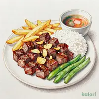 牛カットステーキ定食大盛（ガーリック）